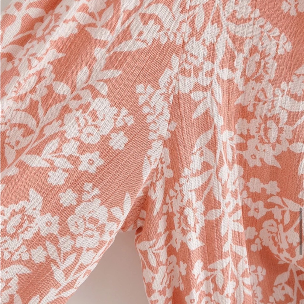 Ruffle Floral Long Sleeve Boho Gypsy Dress pink - Picture 5 of 14